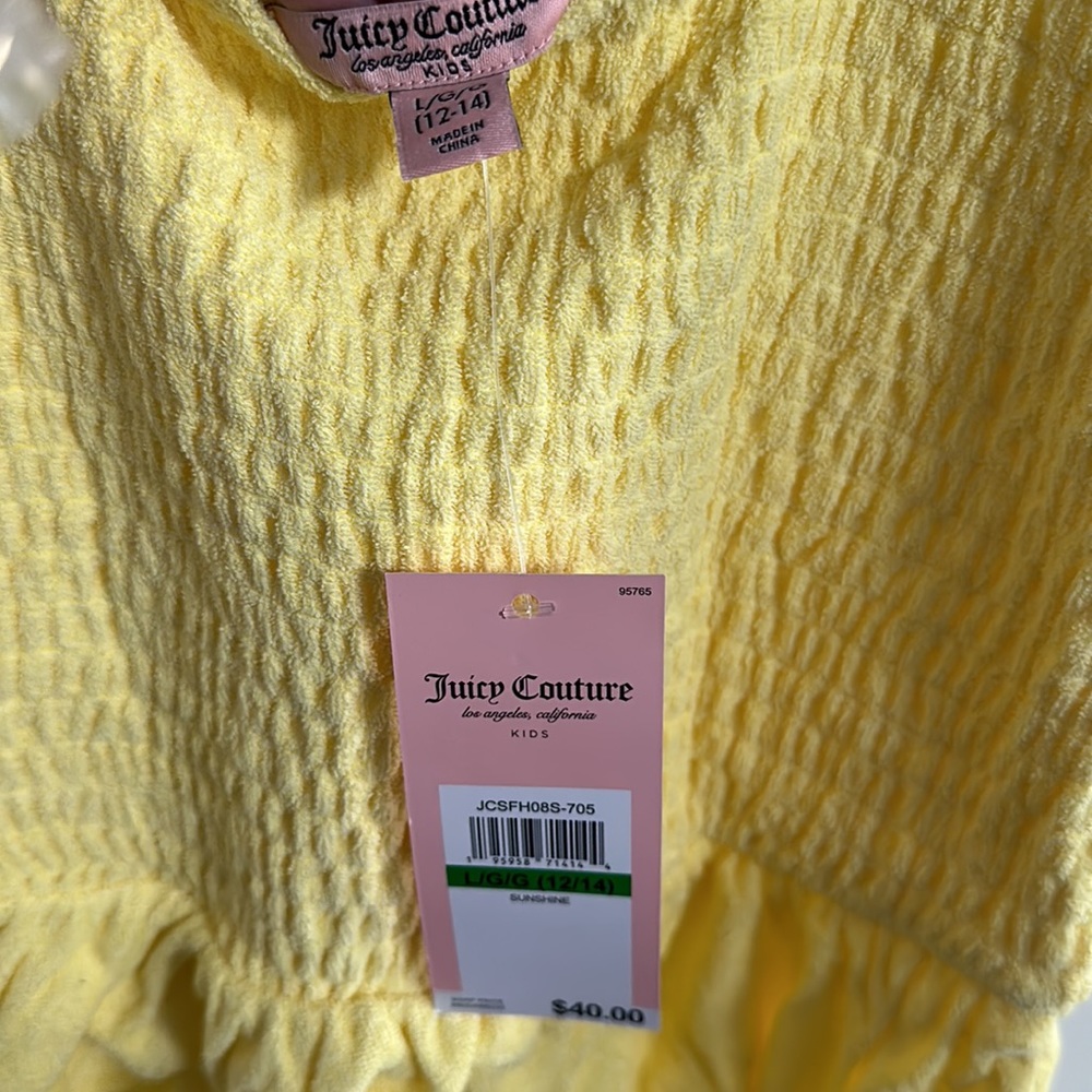 Juicy couture smocked towel terry dress big girls size large 12/14 New - Picture 4 of 4
